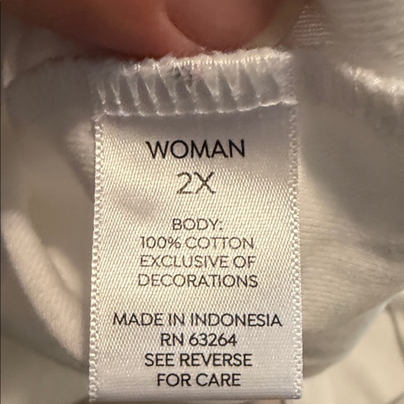 Westport White Button 3/4 Sleeve Top, 2X - Picture 4 of 5